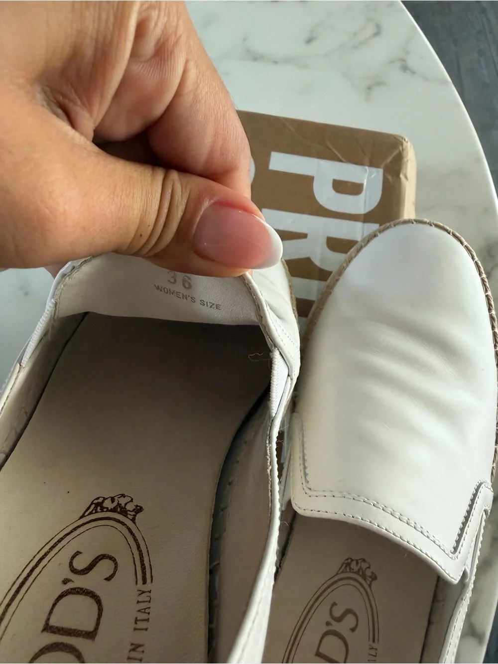 Tod's White Leather Slip-On Espadrille Mule